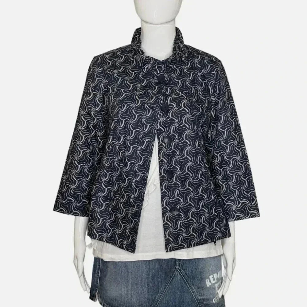 Christopher & Banks Size Medium Jacket Floral Cotton Office Brunch Travel